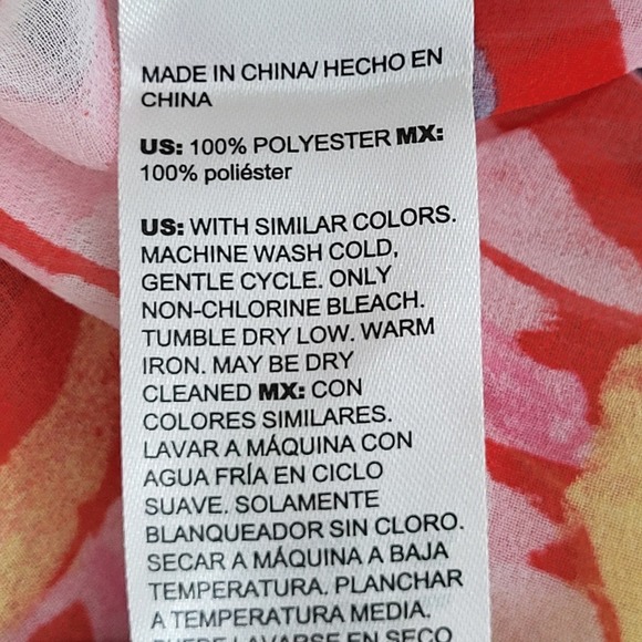 Chicos Pleated Sleeve Blouse Dreamy Lily Floral Watermelon Punch Red Pink 1.5 - Picture 8 of 15